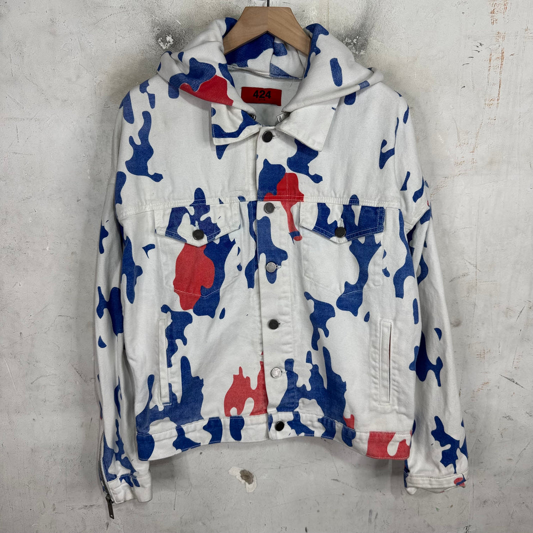424 Camo Hooded Denim Jacket