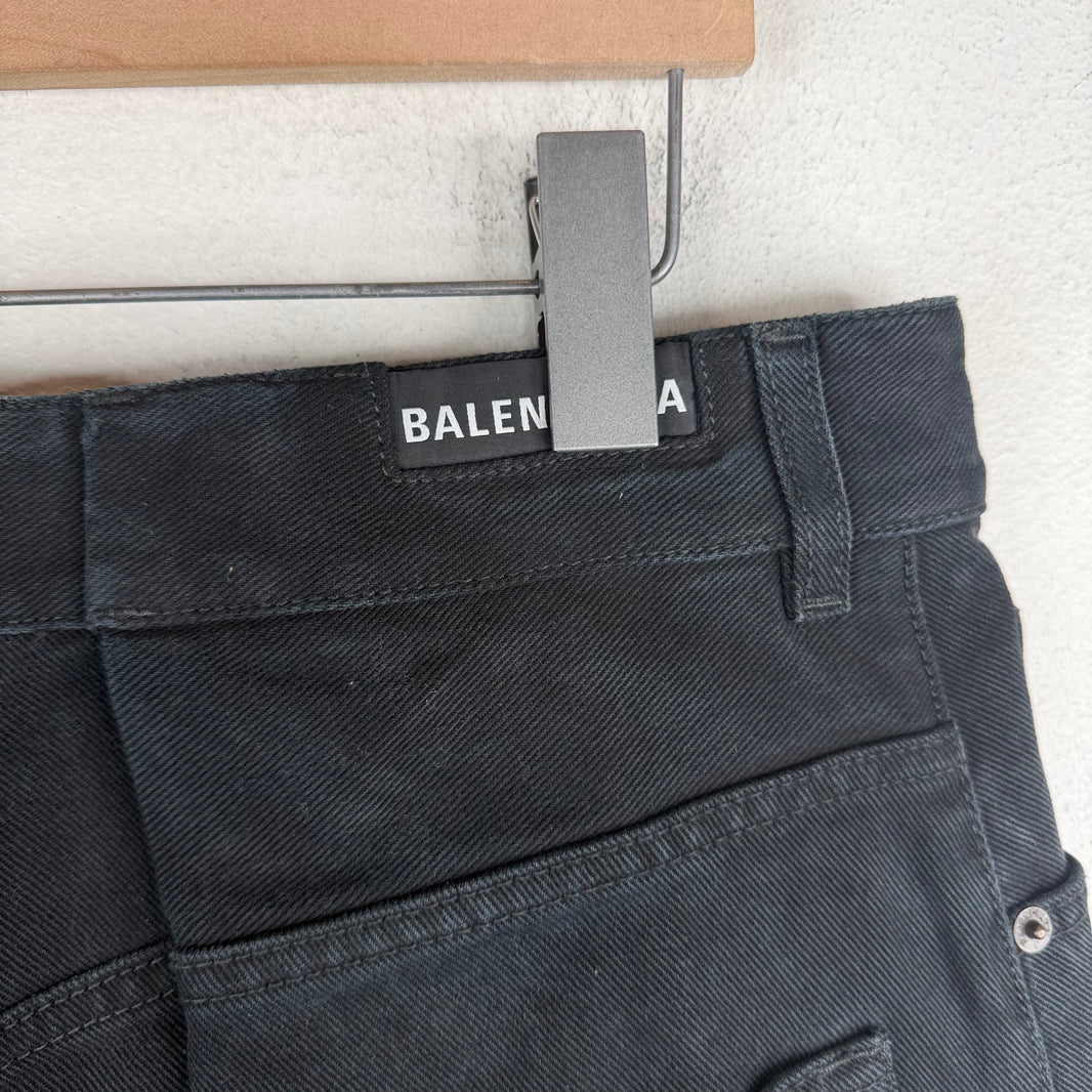 Balenciaga Double Leg Black Washed Pants