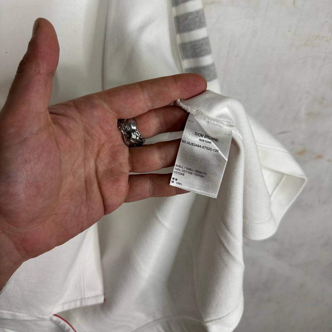 Thom Browne White Striped Sleeve T-Shirt