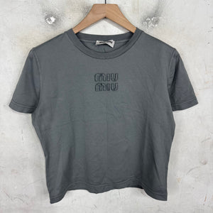 Miu Miu Frayed Patch Logo Baby T-Shirt