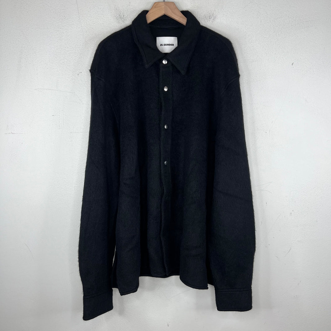 Jil Sander Black Alpaca/Wool Blend Snap Button Overshirt