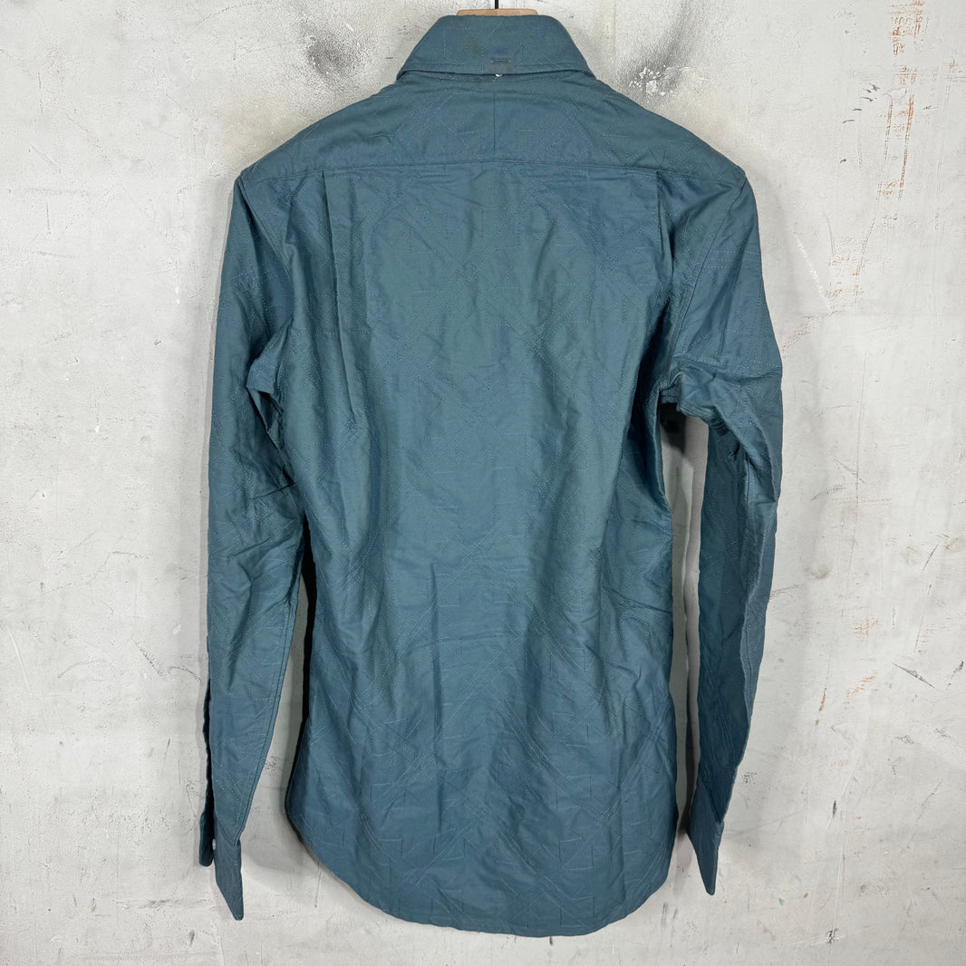 Thom Browne Teal Embroidered Patterned Shirt