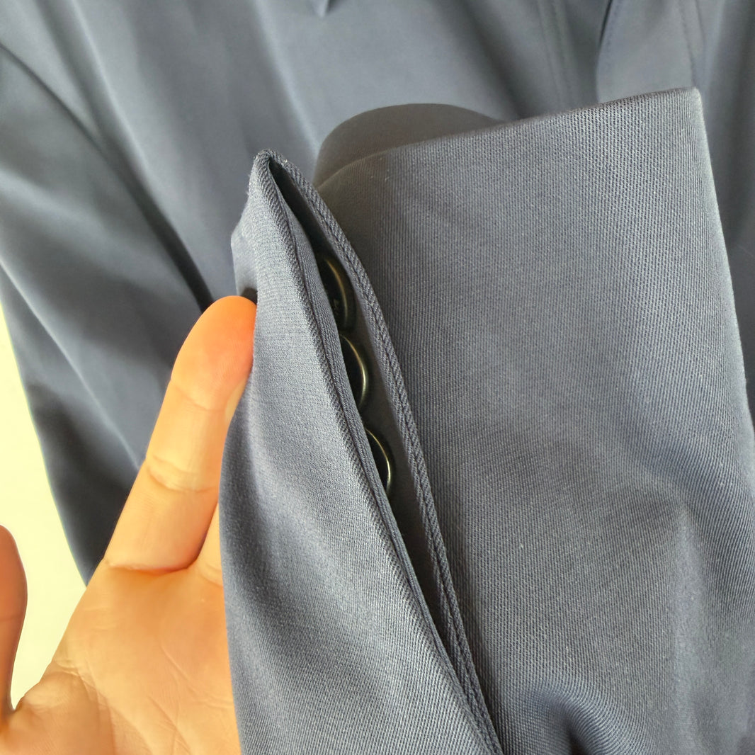 Balenciaga Navy Button Up Trench Coat