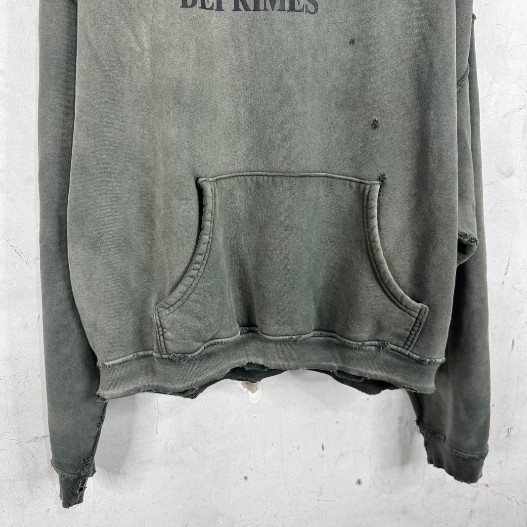 ERD Olive Distressed Logo Hoodie