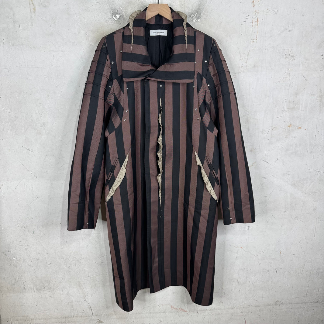 Kiko Kostadinov Sirokko Striped Ruffled Coat