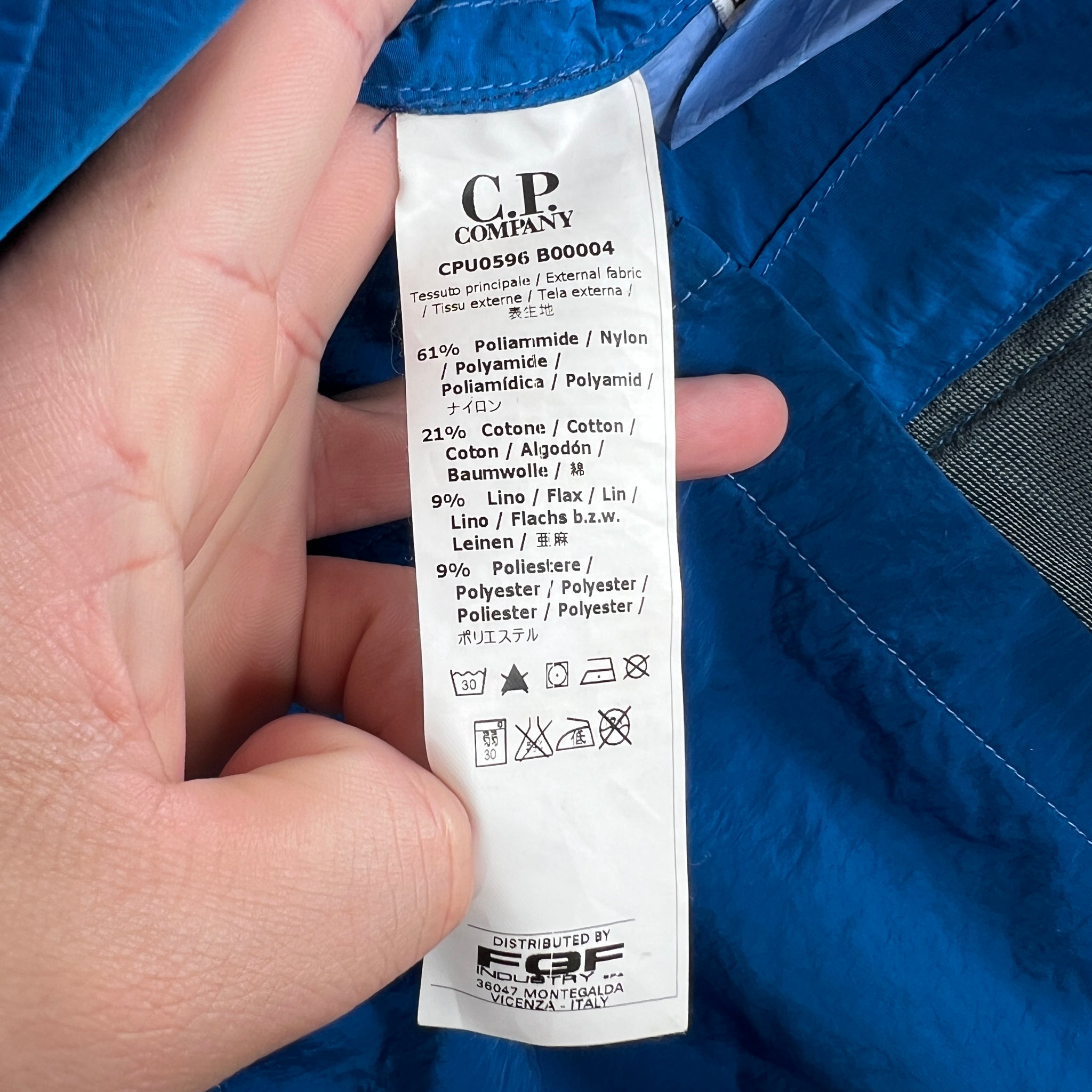CP Company Blue Polyamide Goggle Jacket