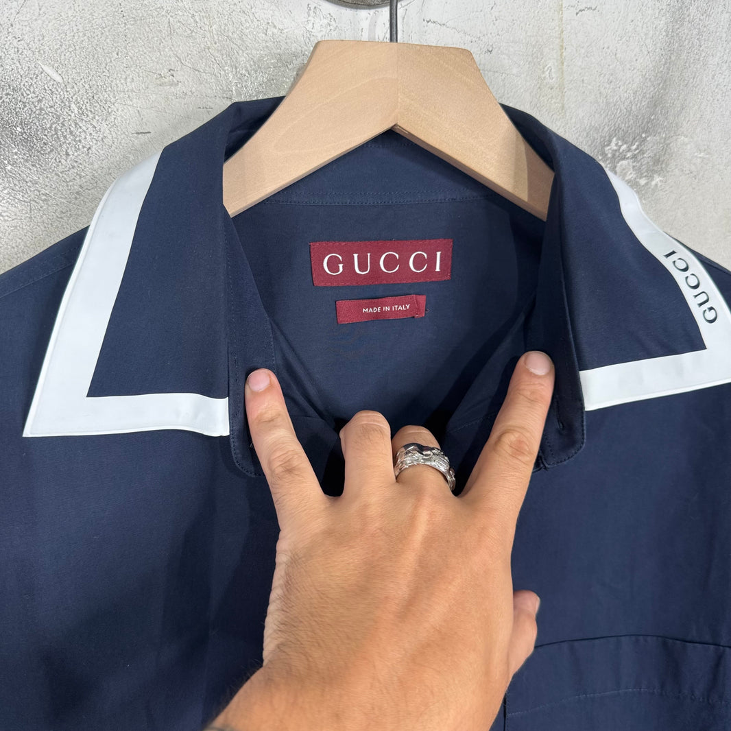 Gucci Collared Logo Buttoned S/S Shirt