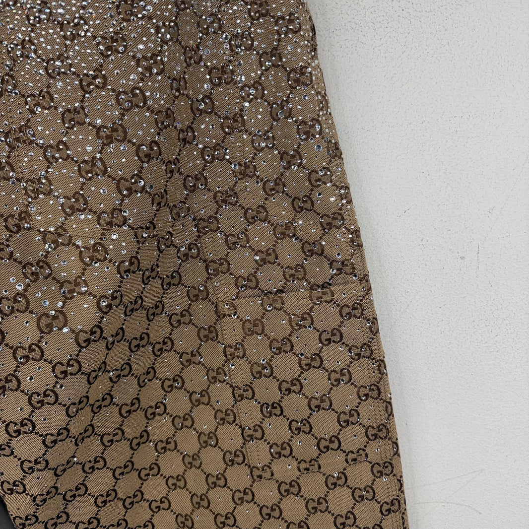 Gucci GG Monogram Crystal Embellished Carpenter Trousers