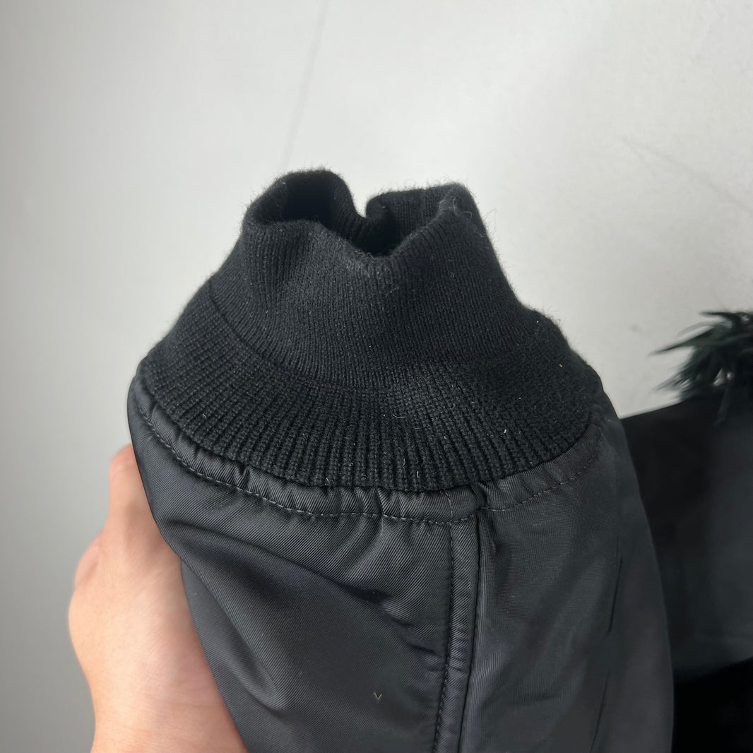 Balenciaga Faux Fur Hooded Bomber Jacket