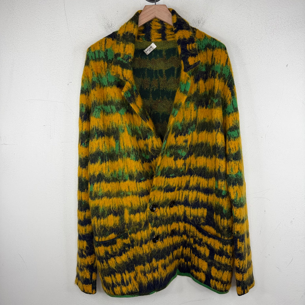 Saint Laurent Yellow Mohair Striped Cardigan