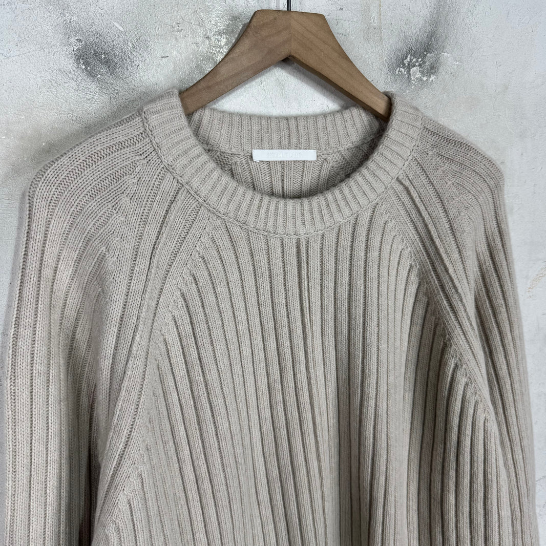 Helmut Lang Cream Ribbed Knit Sweater
