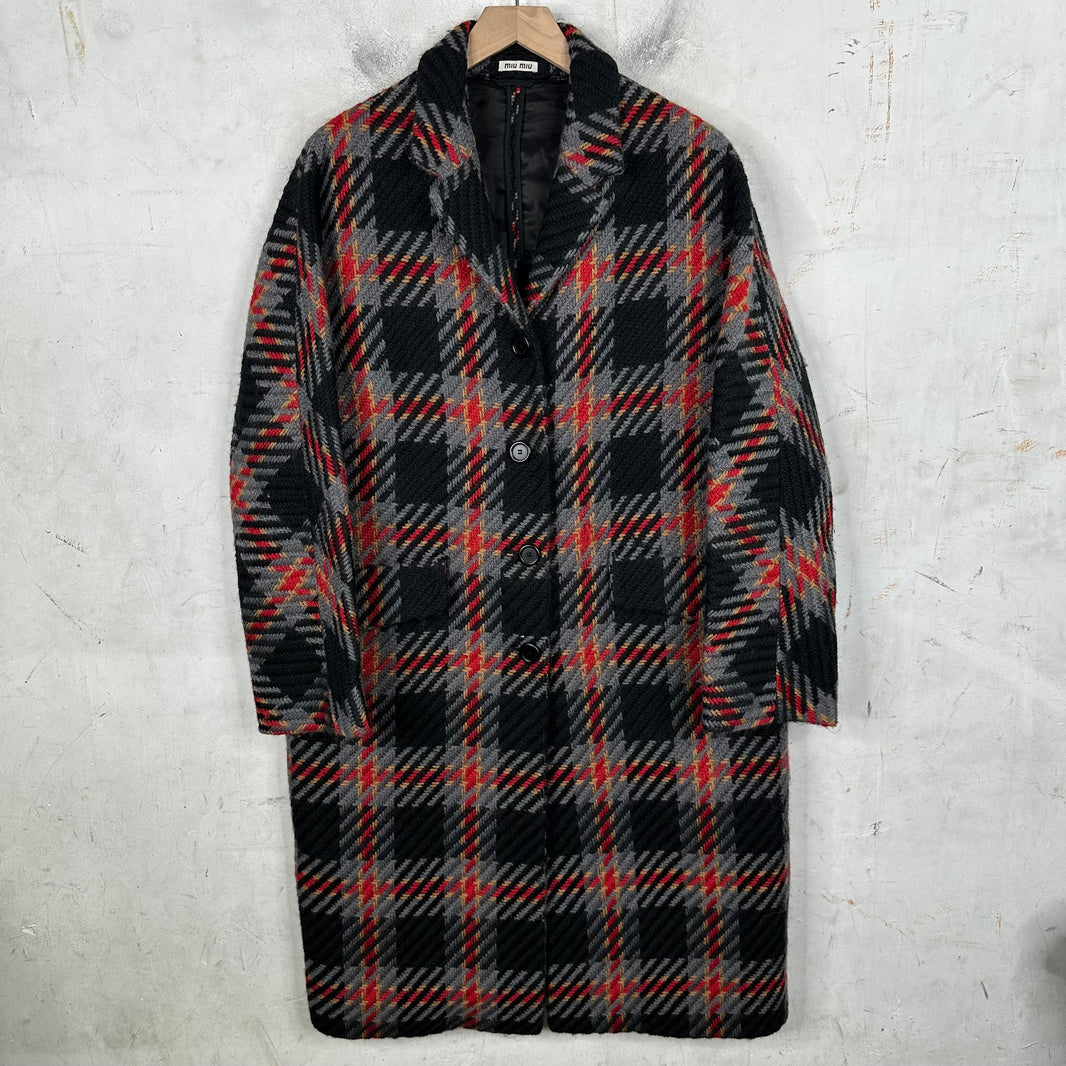 Miu Miu Knit Check Tooth Peacoat