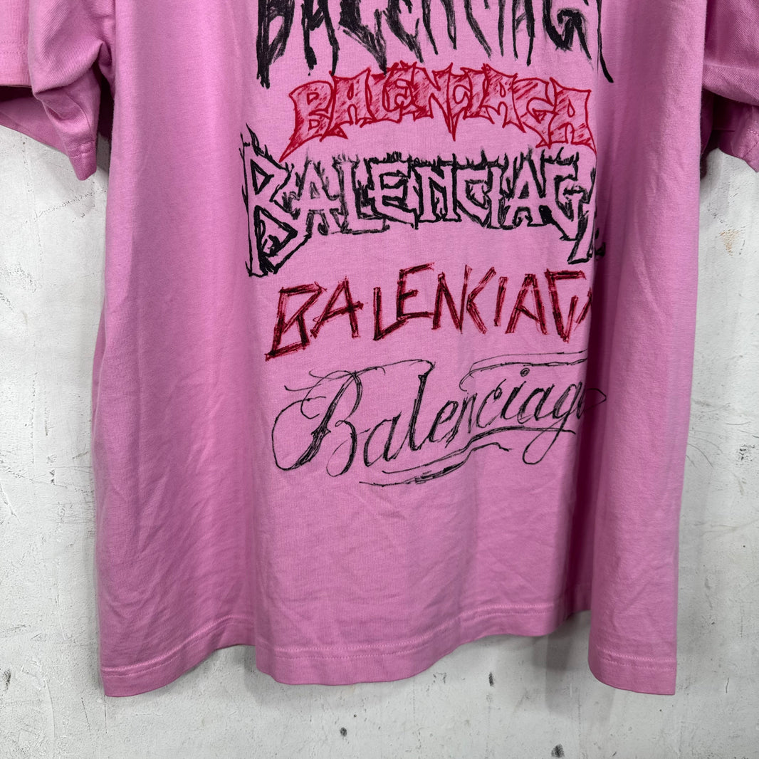 Balenciaga Multi Logo Stencil T-Shirt