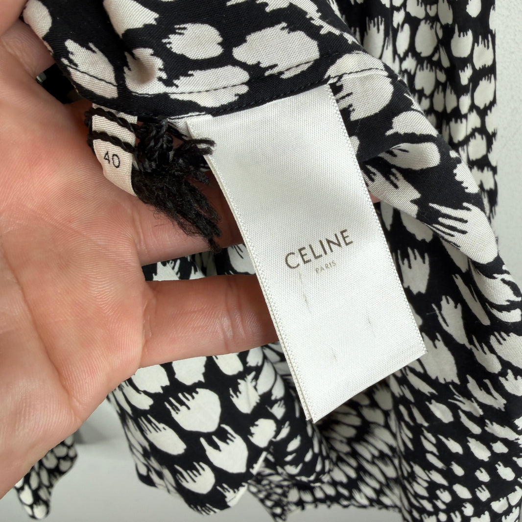 Celine Black/White Printed Viscose Button Up Shirt