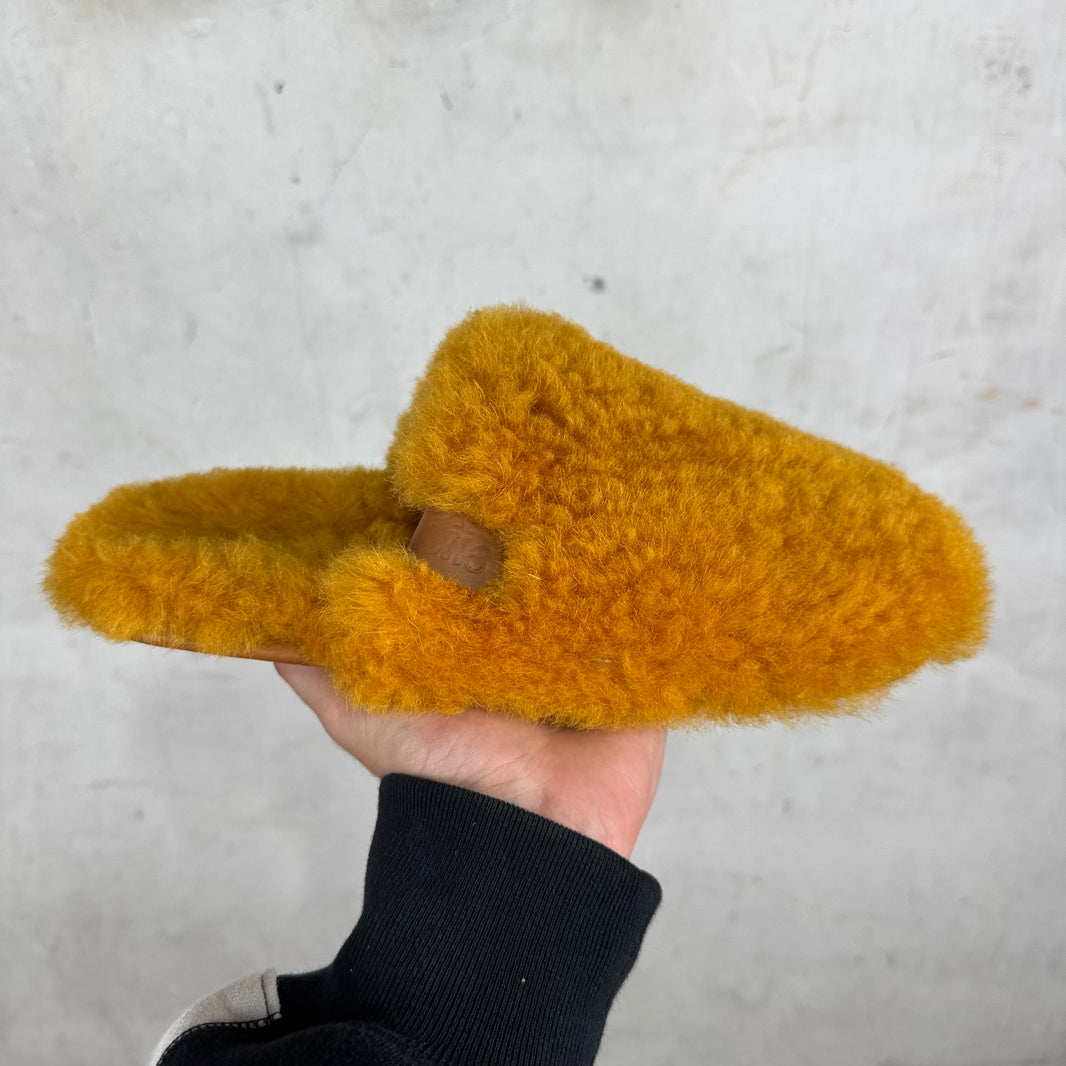 Loewe Orange Shearling Mules