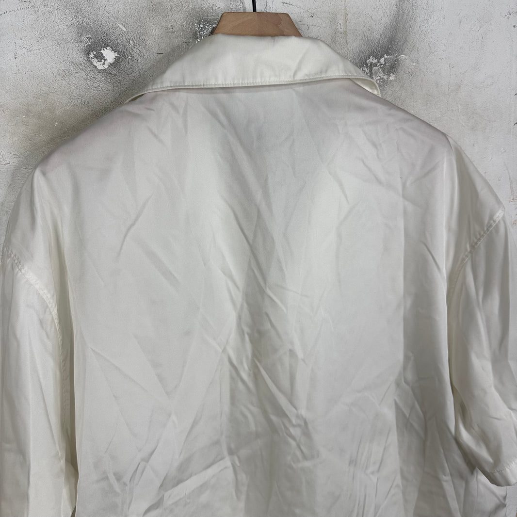 Prada White Renylon Plaqued Snap Shirt
