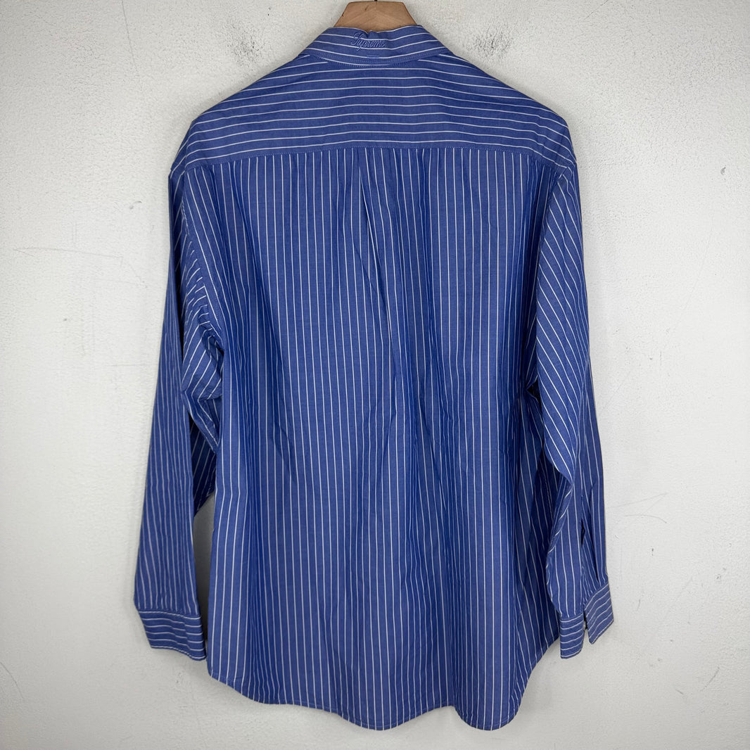 Supreme Blue Script Striped L/S Shirt