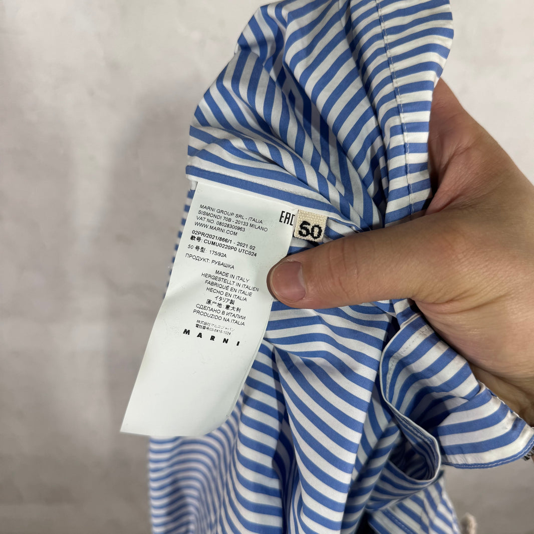 Marni Spray Graphic Hooded Stipe Shirt