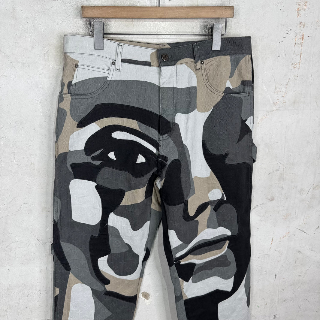 Louis Vuitton Kid Super Paneled Camo Monogram Jeans