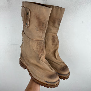 424 Beige Canvas Dragon Rider Boots