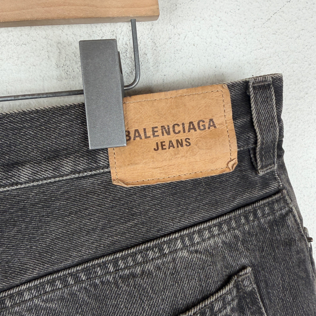 Balenciaga Black Washed Denim Shorts