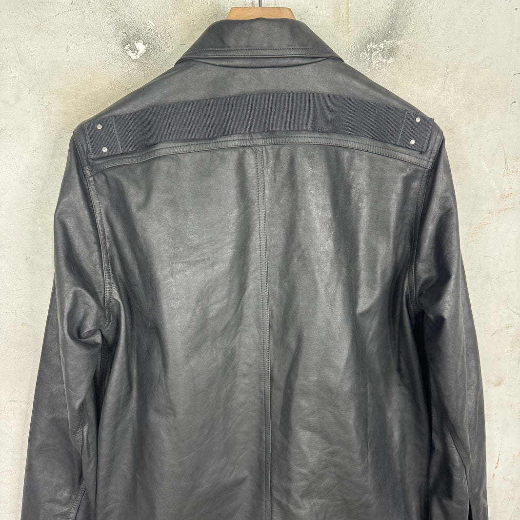 Rick Owens Leather Porterville Strapped Leather Zip Jacket