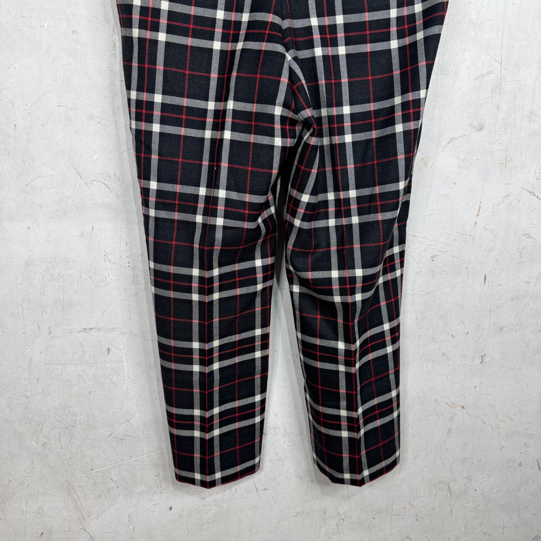 Marni Black/Red Plaid Wool Trousers