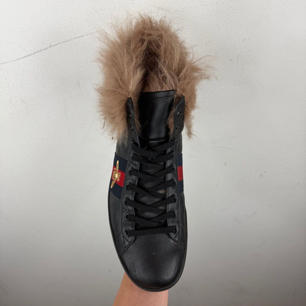 Gucci Hi-Top Fur Ace Sneakers