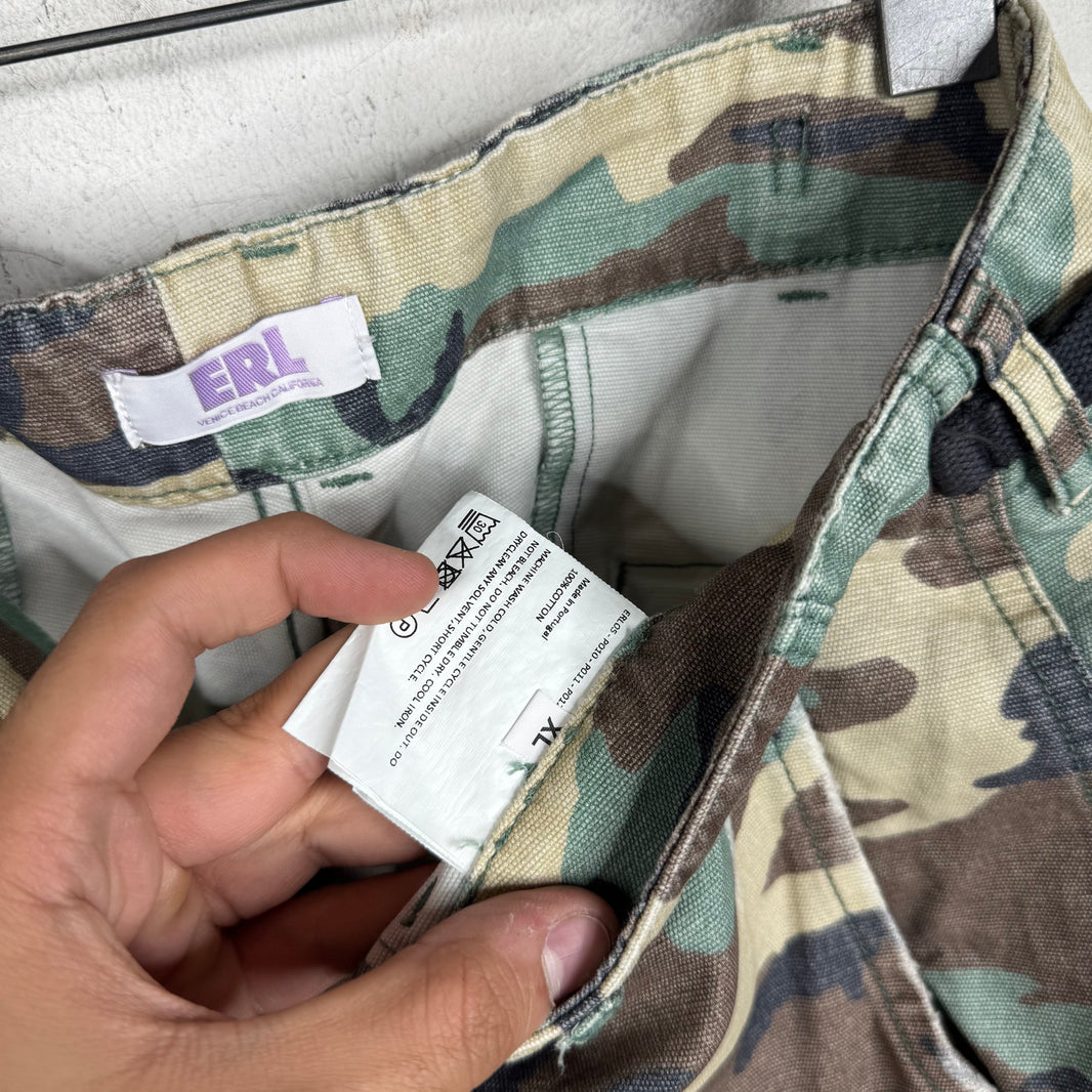 ERL Distressed Camo Cargo Pants
