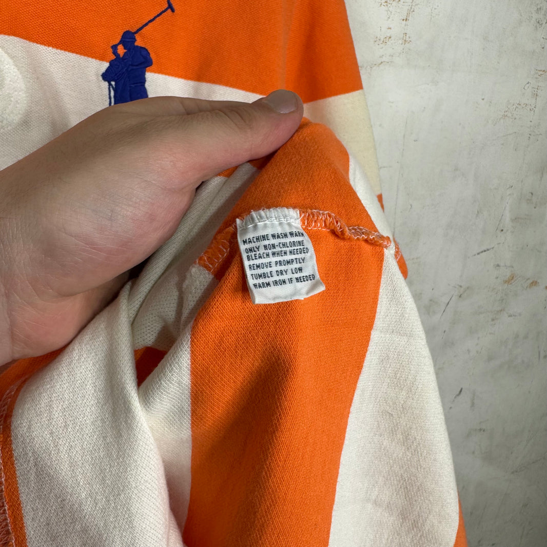 Ralph Lauren Orange Striped Blue Big Pony Polo