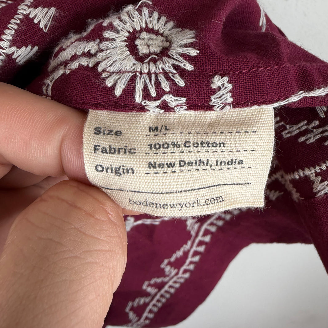 Bode Red Embroidered Flower S/S Shirt