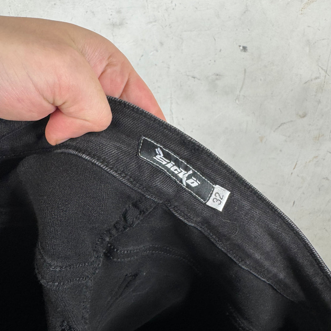 Sicko Embroidered Washed Black Jeans