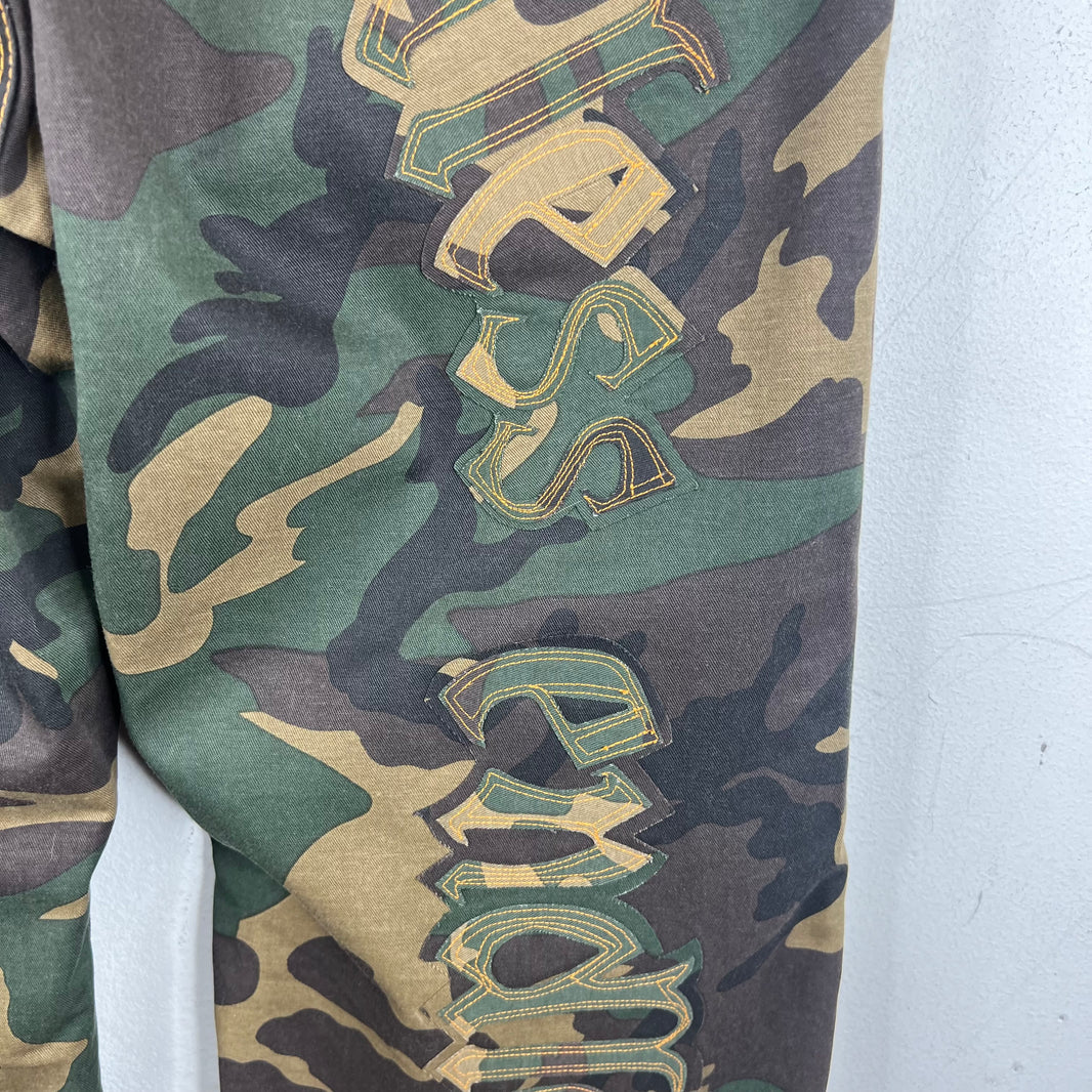 Endless Denim Camo Spellout Trousers