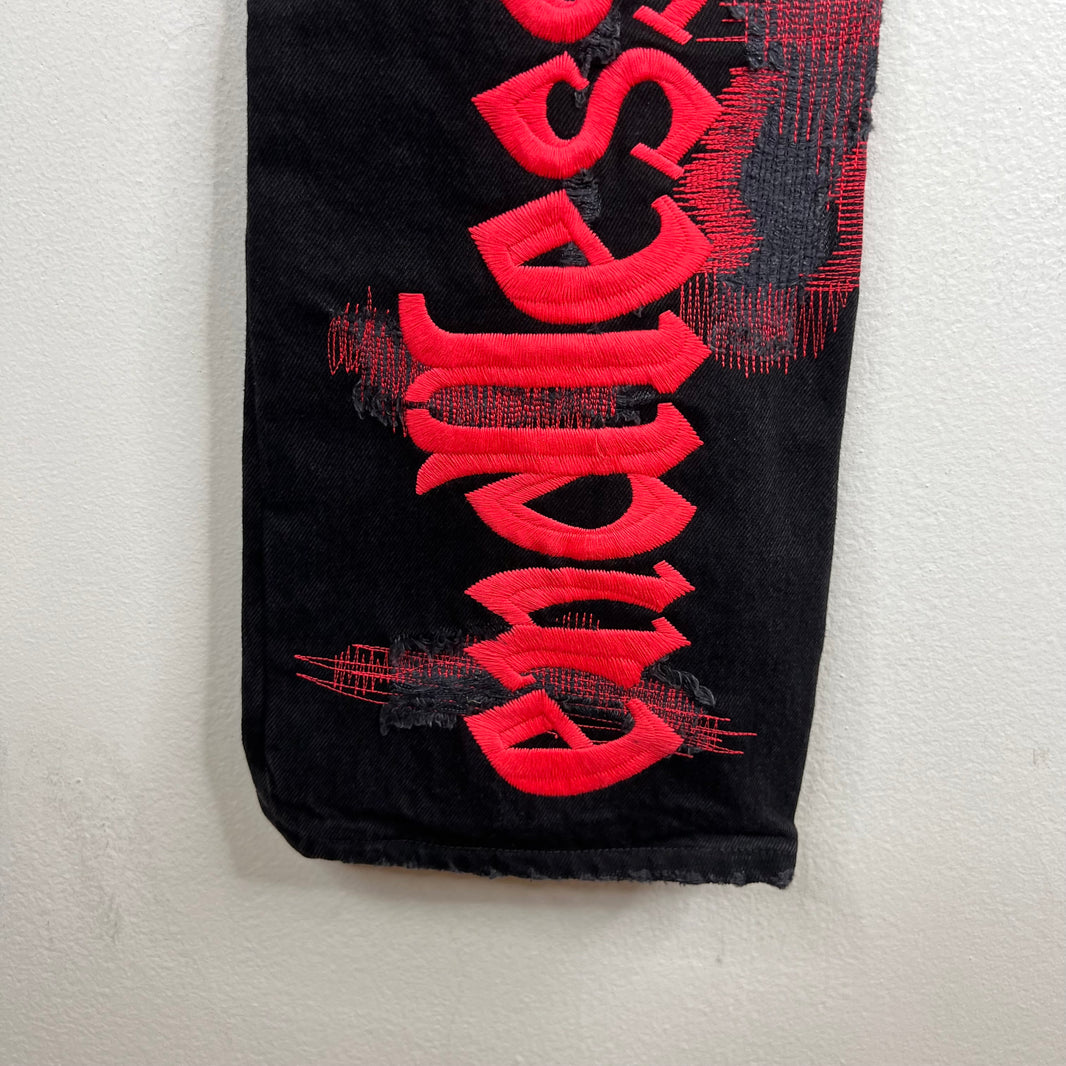 Endless Denim Black/Red Spellout Jeans