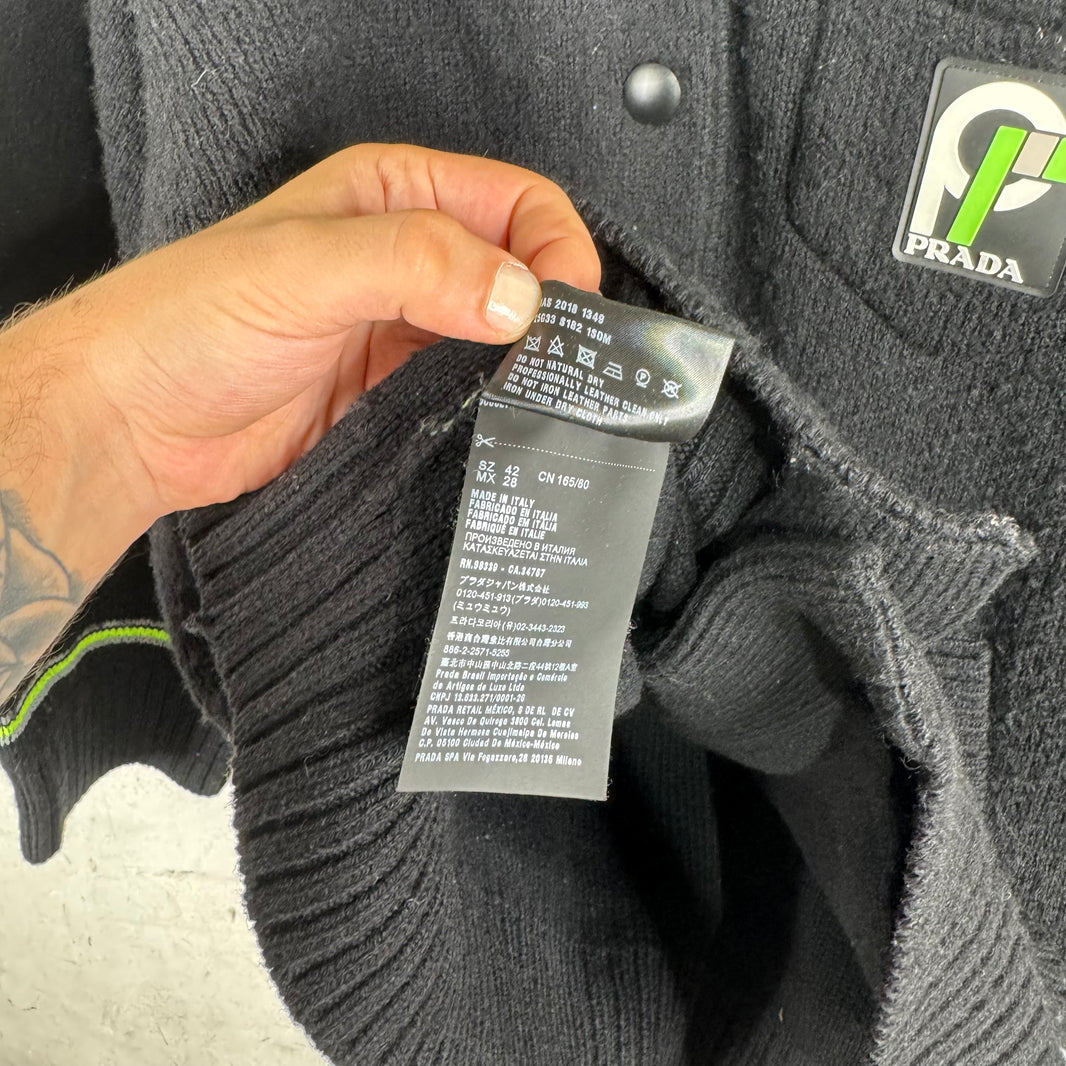 Prada Knitted Shearling Collared Cardigan