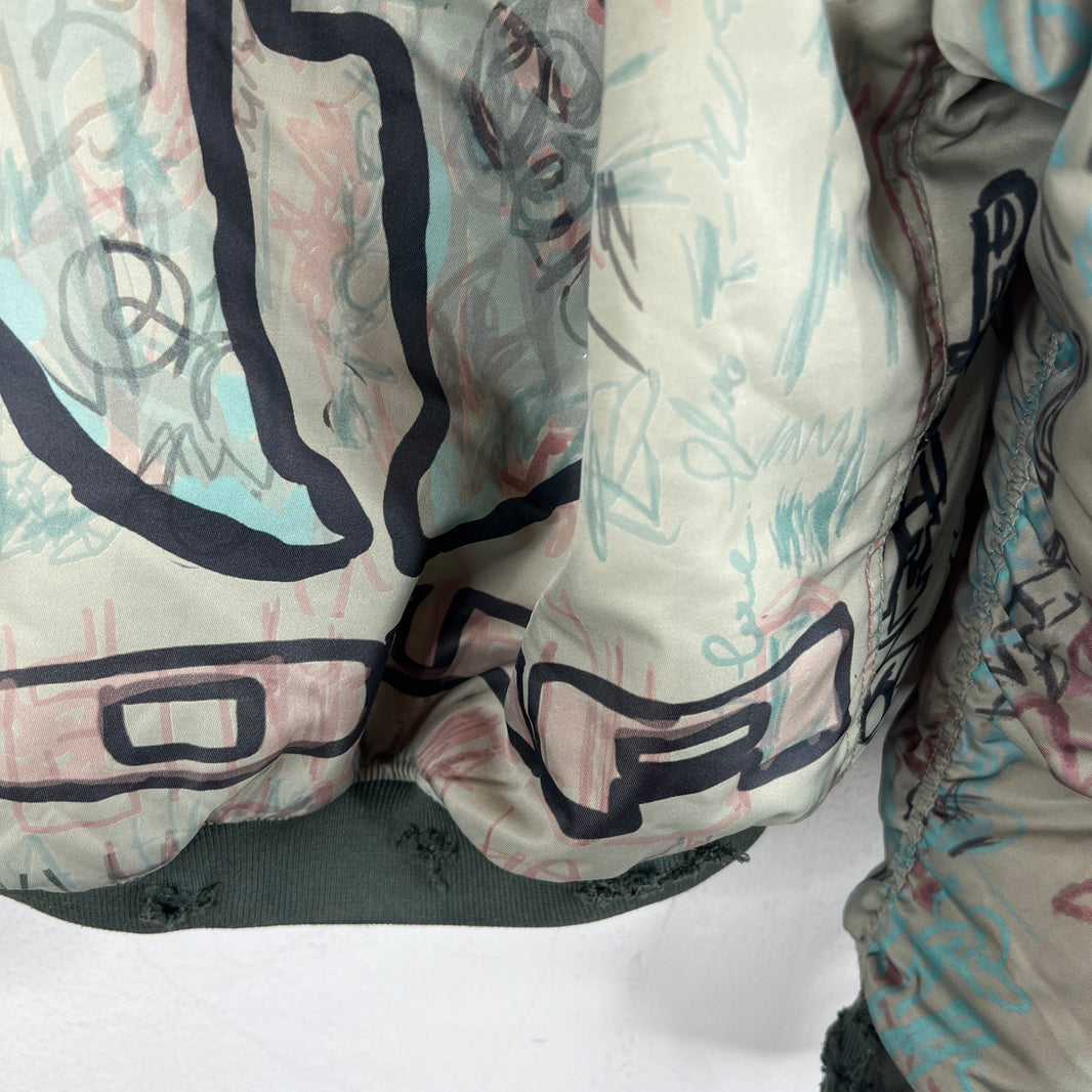 Mowalola Hooded Graffiti Bomber Jacket