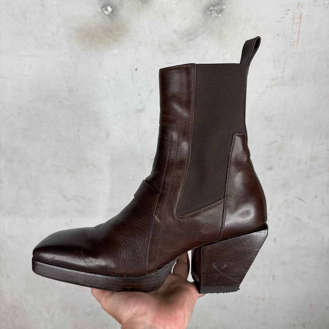 Rick Owens Square Toe Heeled Chelsea Boot