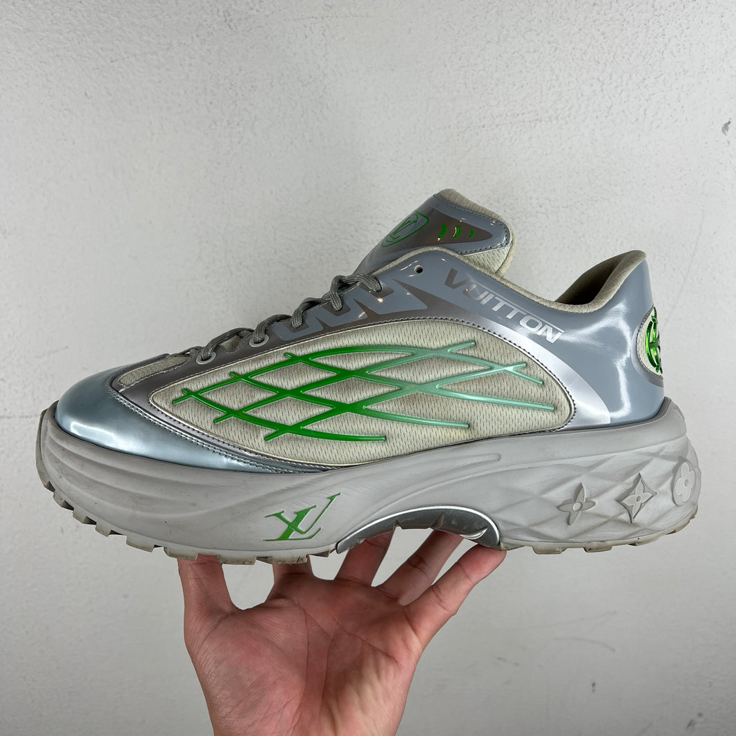 Louis Vuitton Silver Discovery Lace Up Sneakers