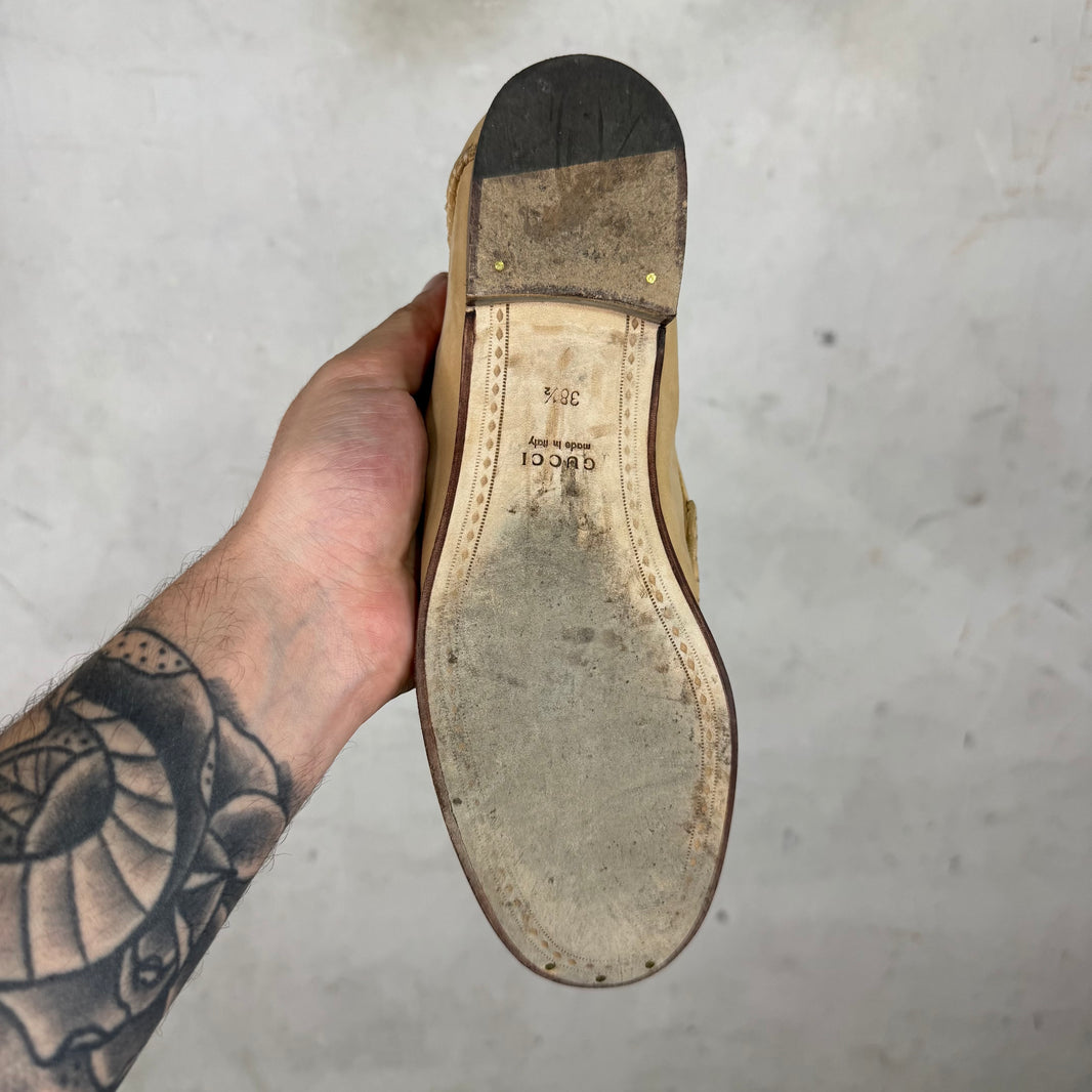 Gucci Beige Soft Leather Horsebit Mules
