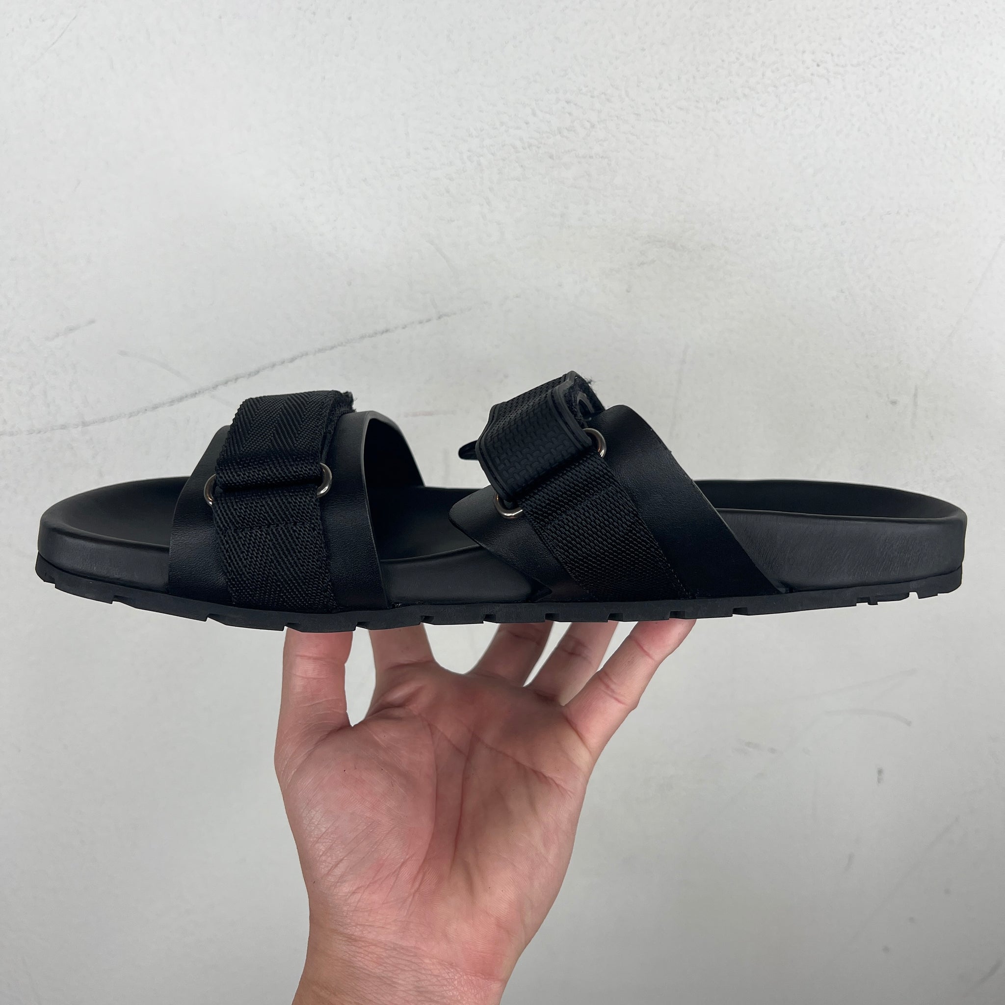 Prada Black Leather Sandals