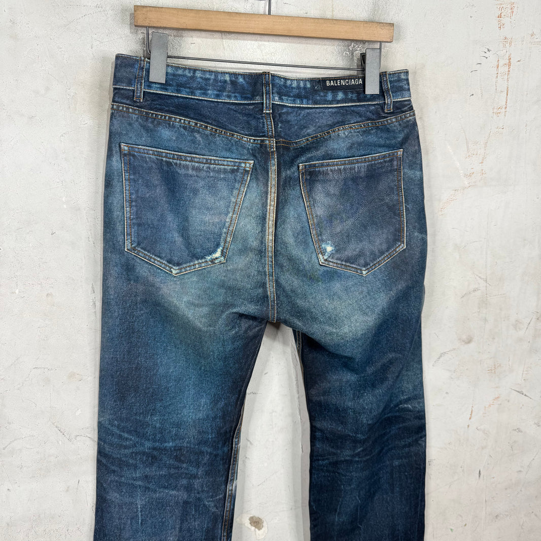Balenciaga Tromp Denim Leather Pants