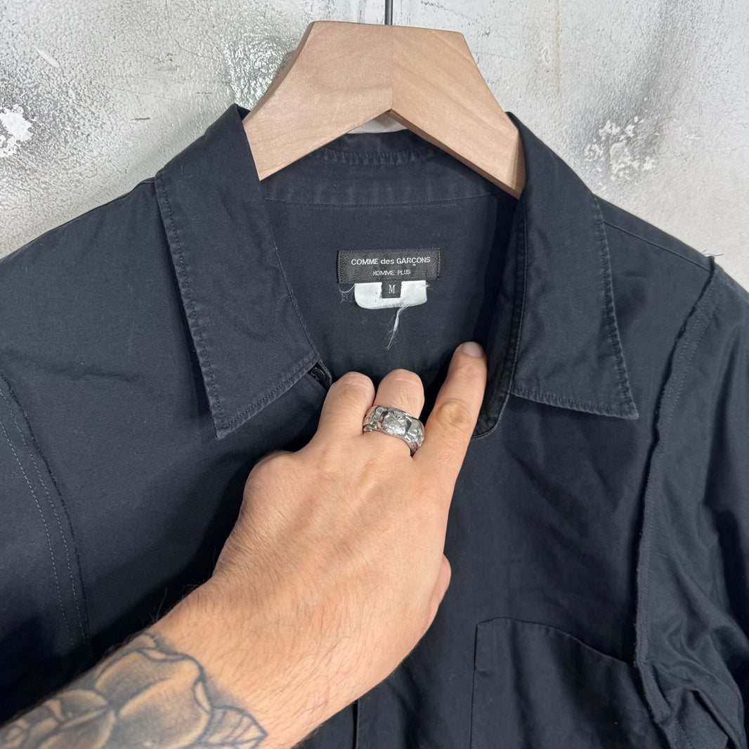 CDG Homme Plus Black Layered Buttoned Shirt