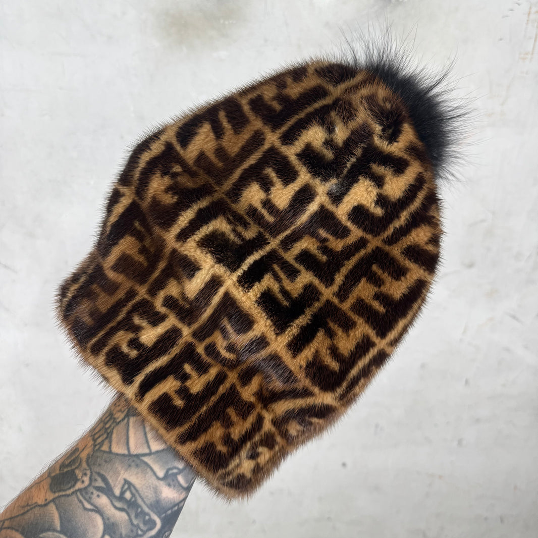 Fendi Mink Monogram Beanie