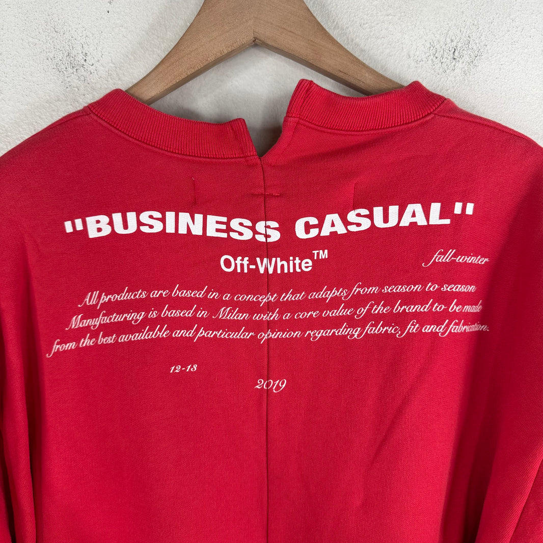 Off White Business Casual Red Crewneck