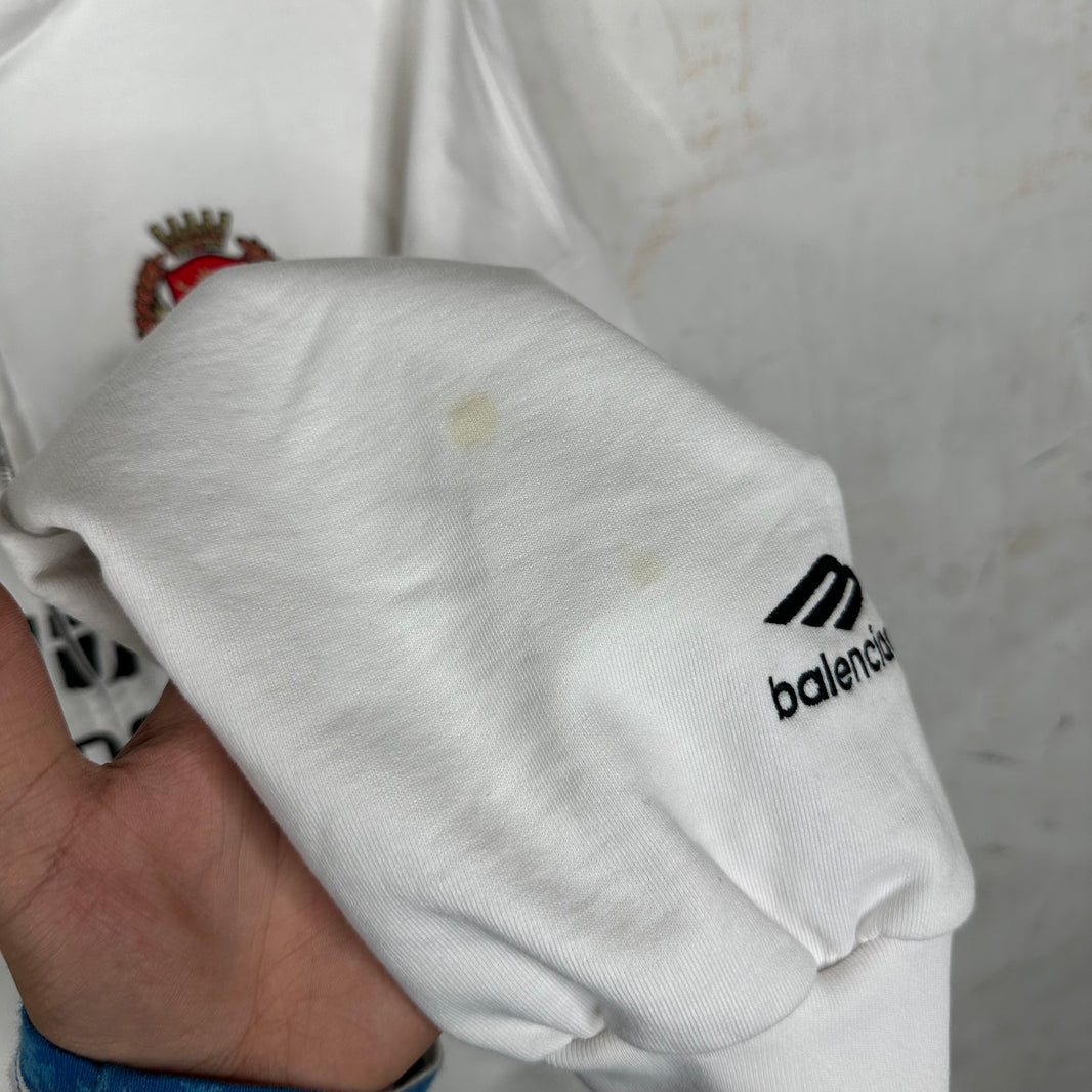 Balenciaga White Soccer Zip Hoodie