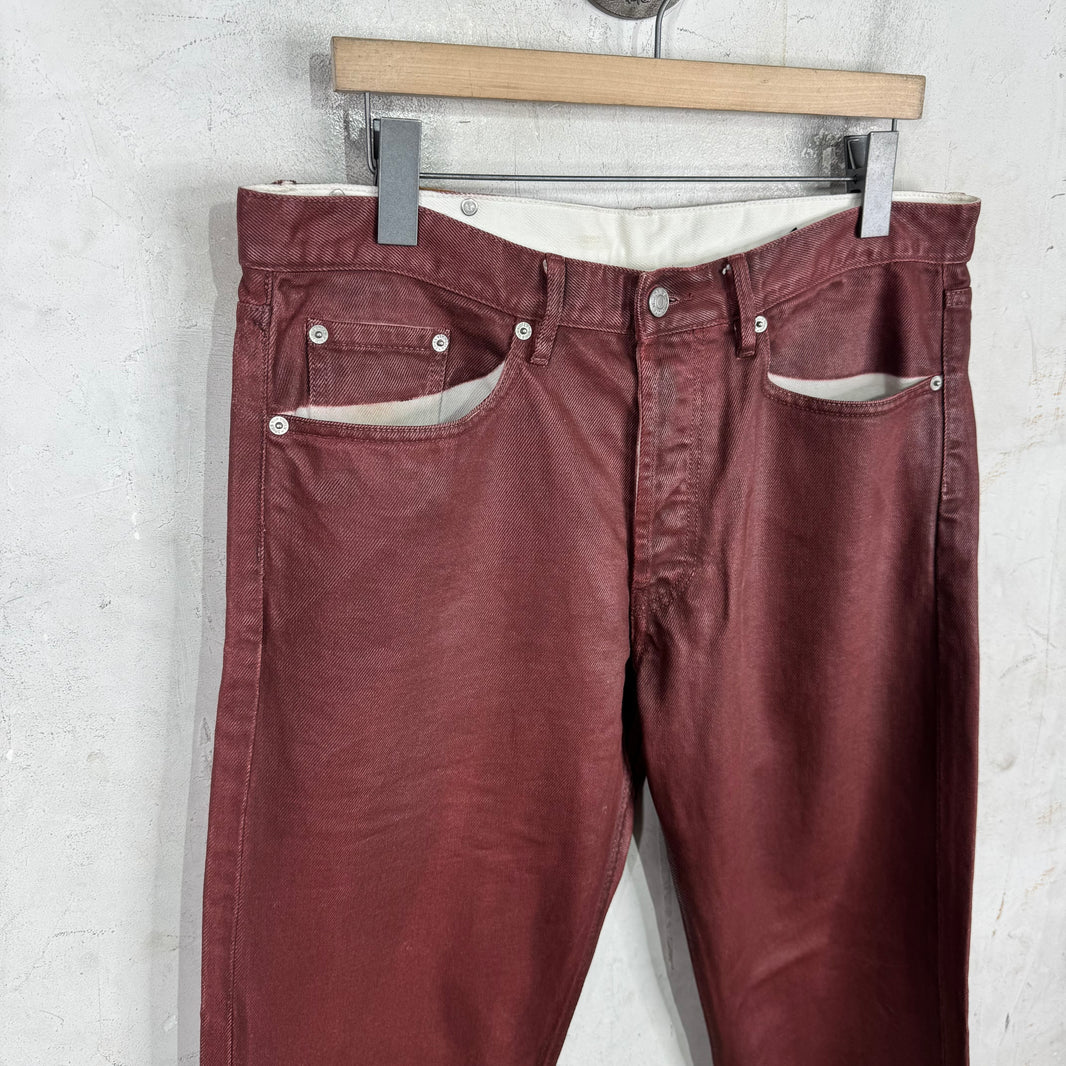 Dries Van Noten Waxed Burgundy Jeans