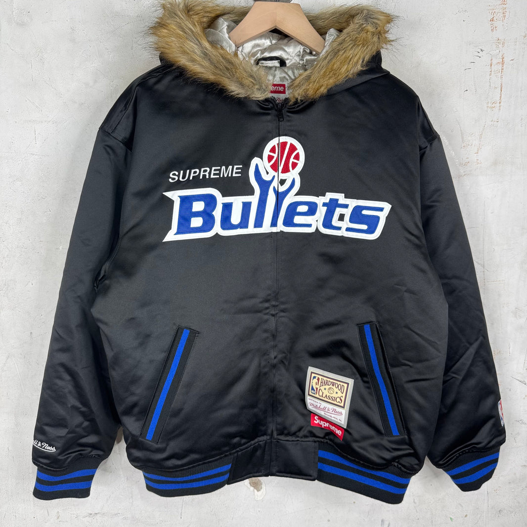 Supreme x Mitchell & Ness Bullets Fur Hood Jacket