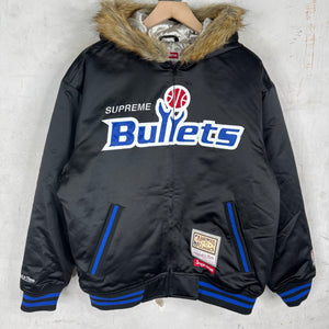 Supreme x Mitchell & Ness Bullets Fur Hood Jacket