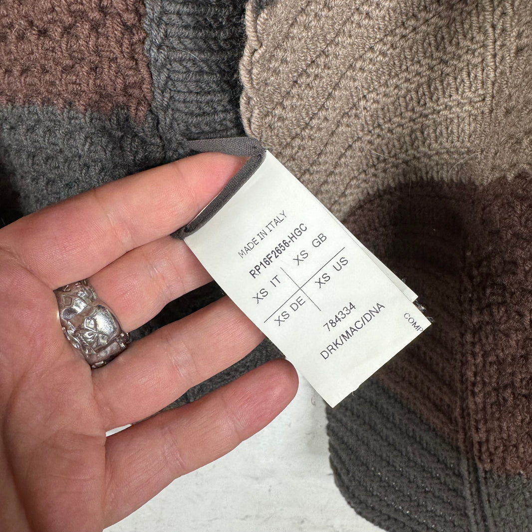 Rick Owens Mastadon Knitted Color Blocked Poncho