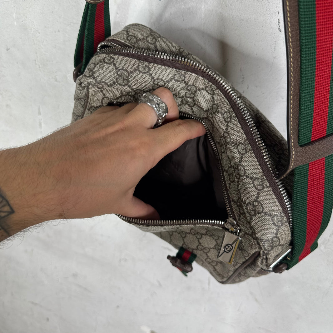 Gucci Buckled Monogram Messenger Bag